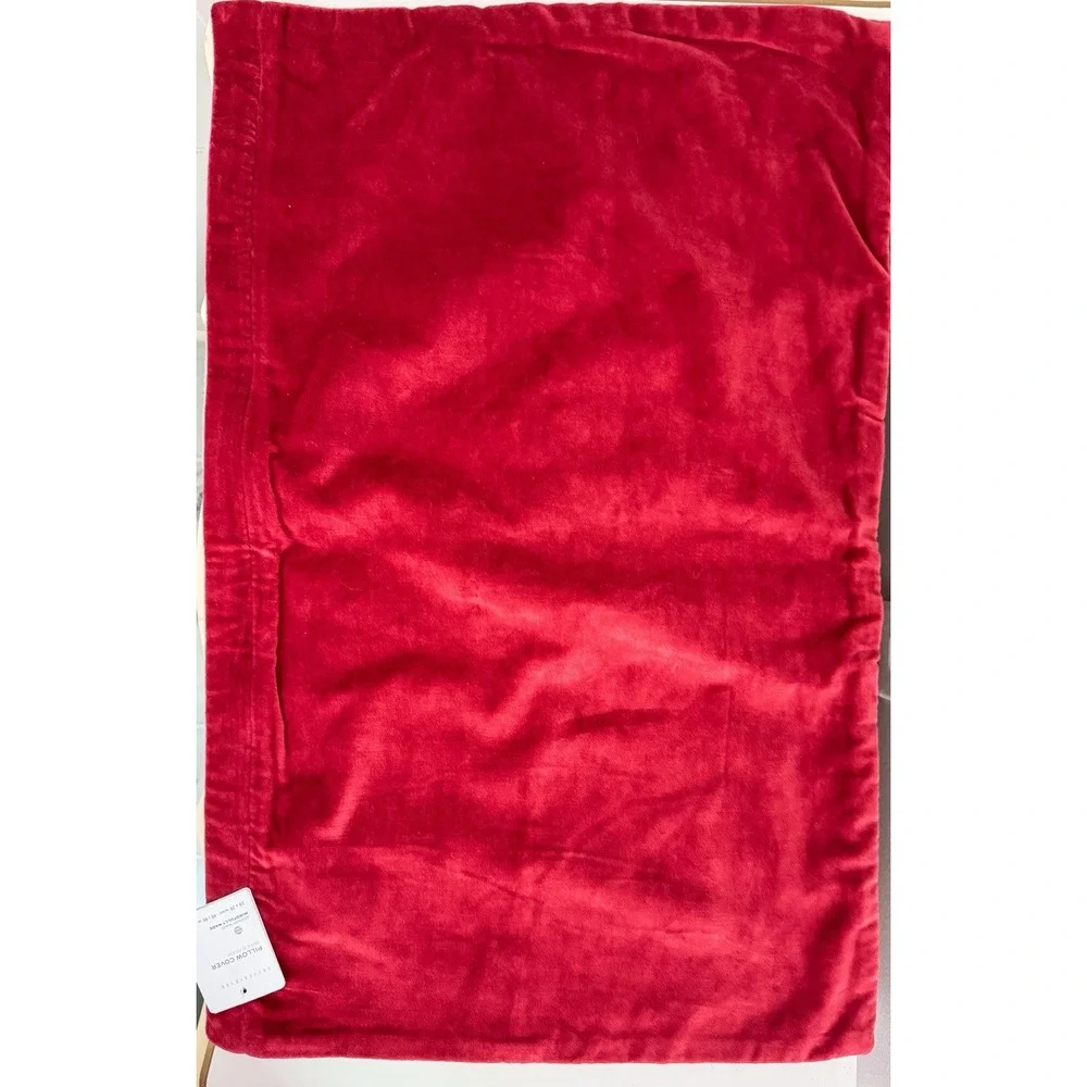 Pottery Barn Sentimental Love Embroidered Pillow Cover Red 16x26 New With Tag